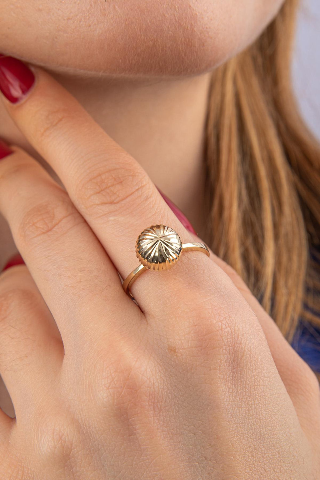14ct Gold Shiny Ball Ring 2
