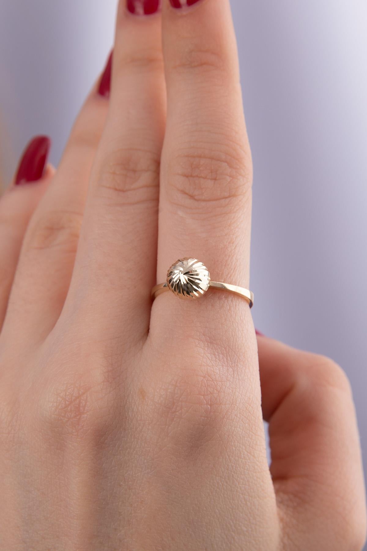 14ct Gold Shiny Ball Ring 4