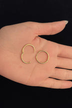 14ct Gold Slim Medium Hoop Earrings