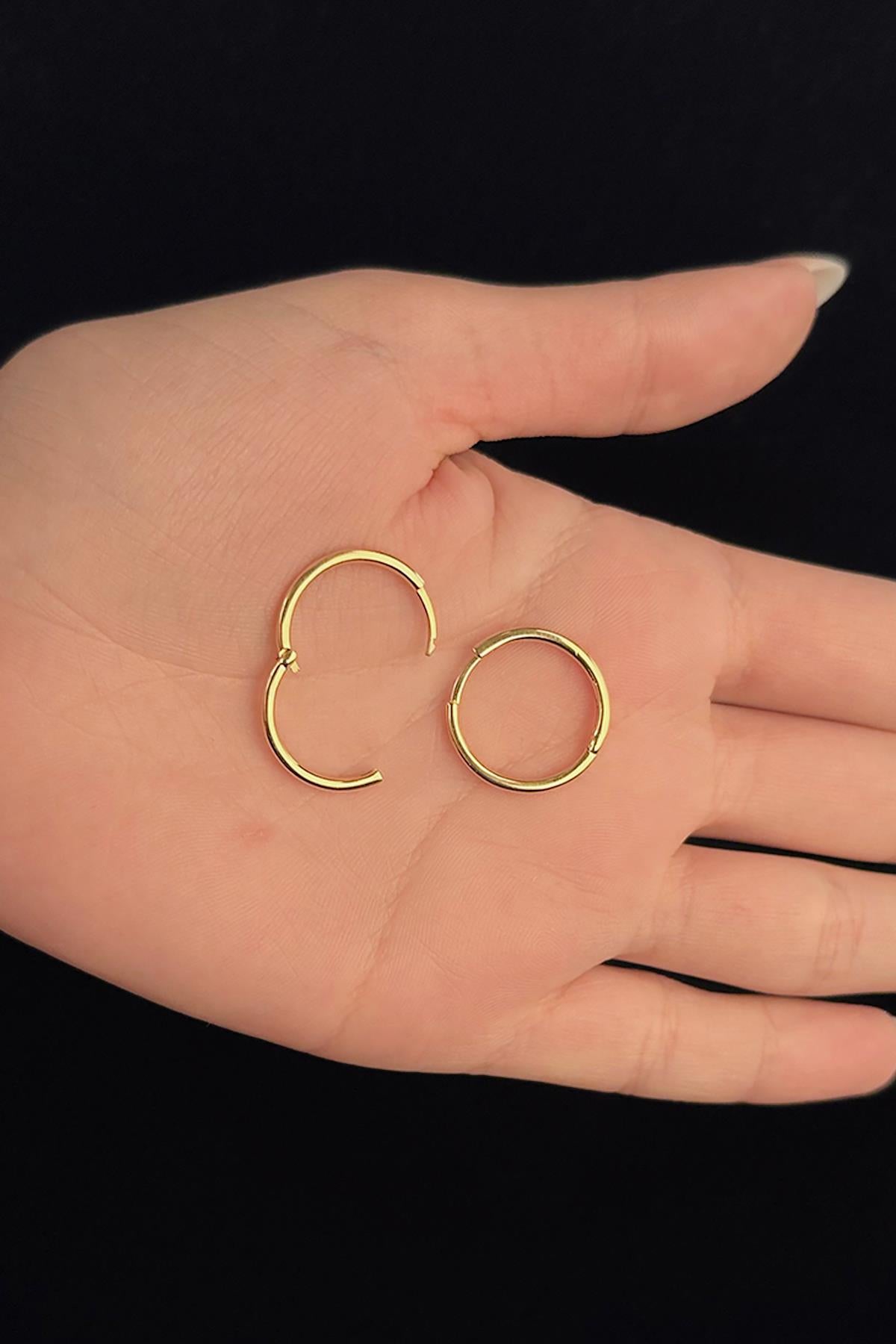 14ct Gold Slim Medium Hoop Earrings