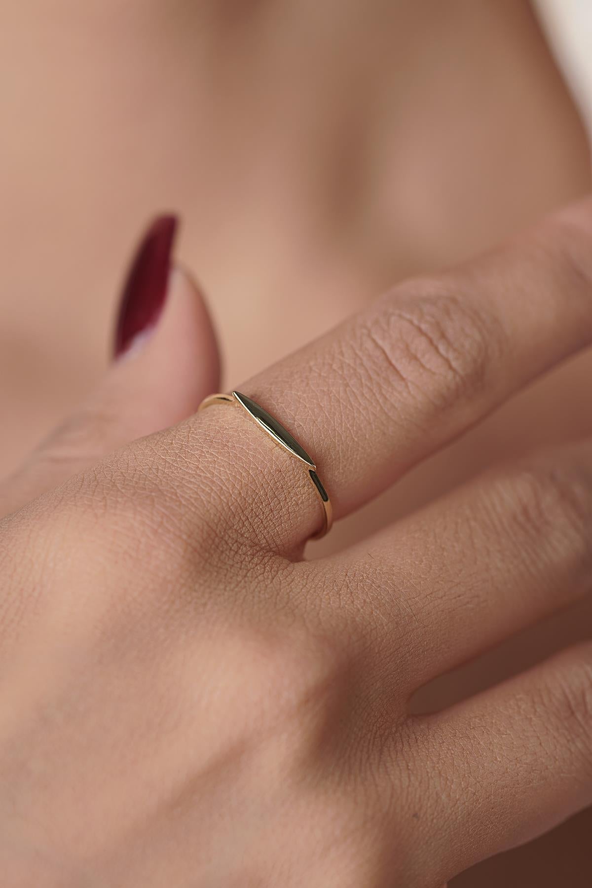 14ct Gold Slim Signet Ring