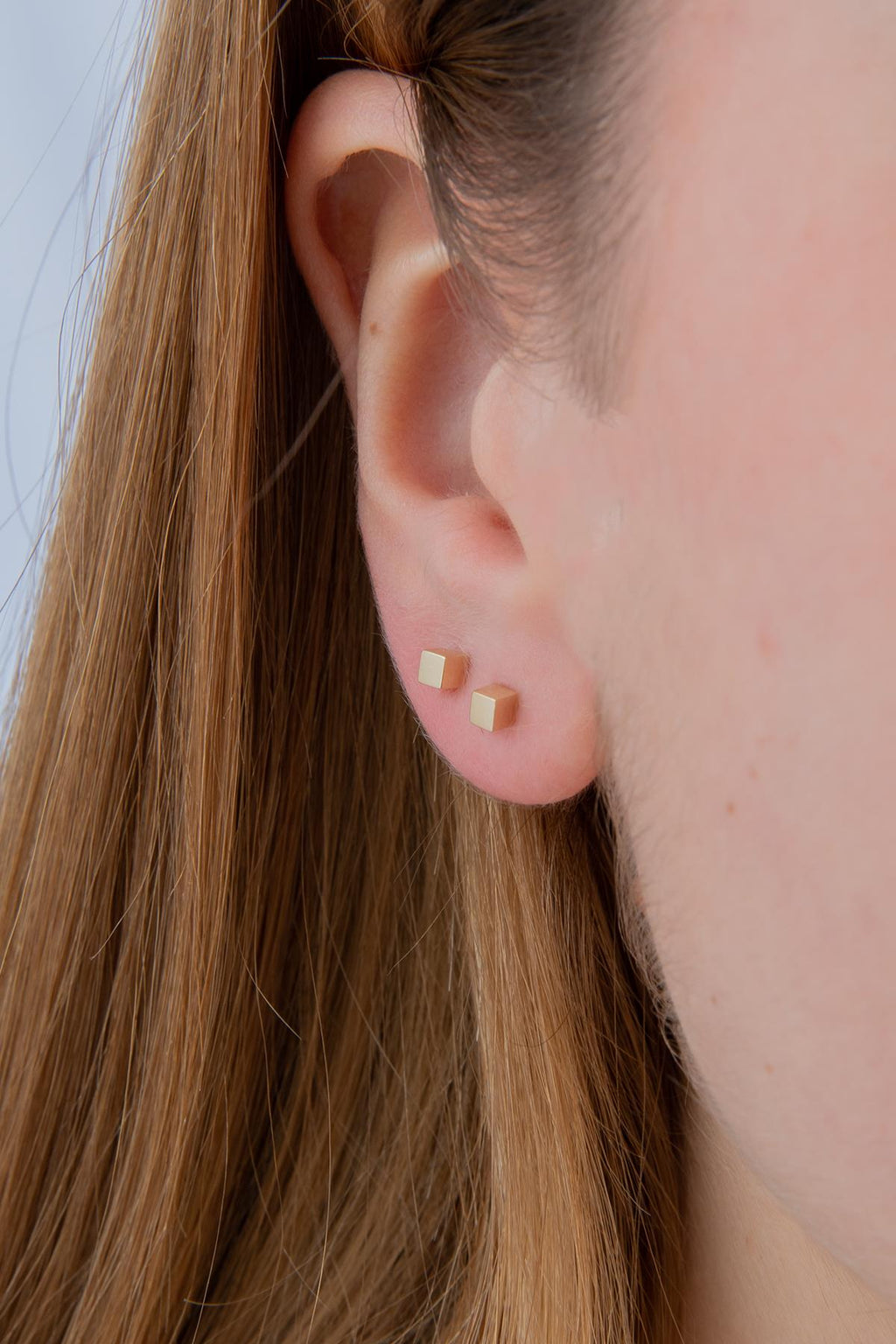 14ct Gold Small Cube Stud Earrings