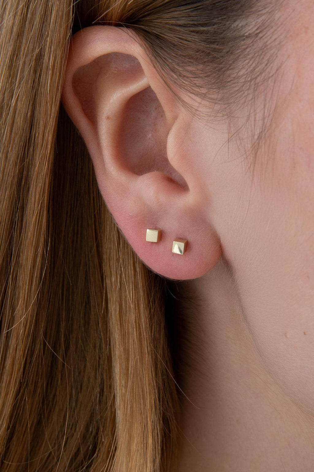 14ct Gold Small Cube Stud Earrings