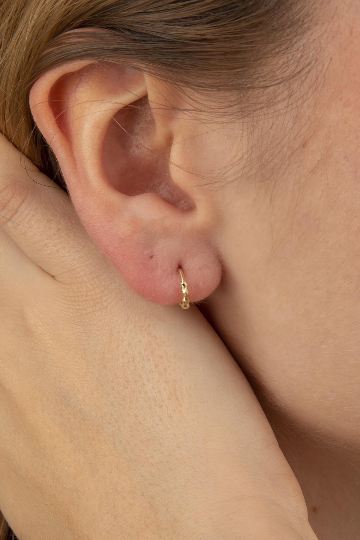 14ct Gold Small Diamond Cut Huggie Earrings