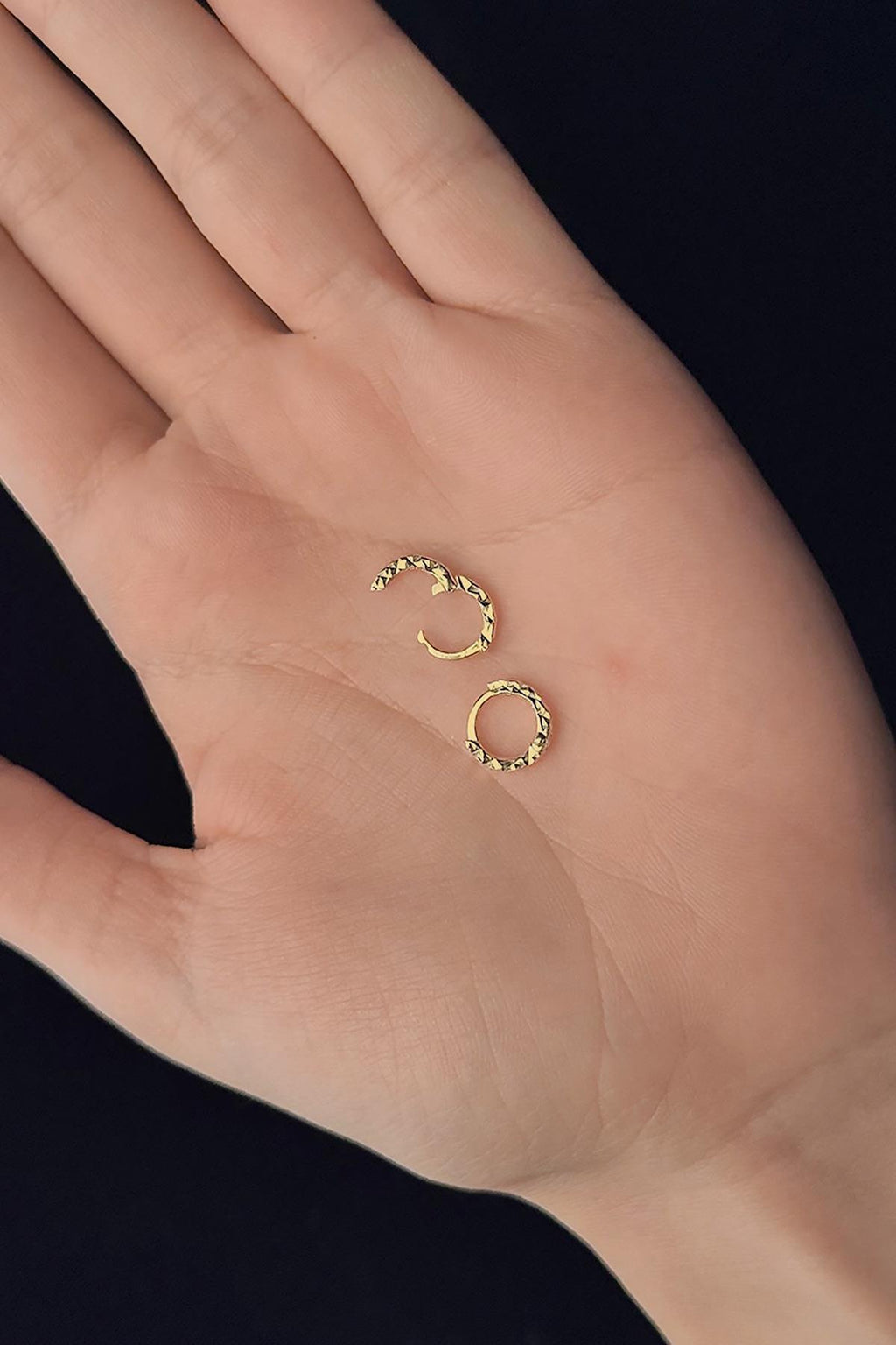 14ct Gold Small Diamond Cut Huggie Earrings