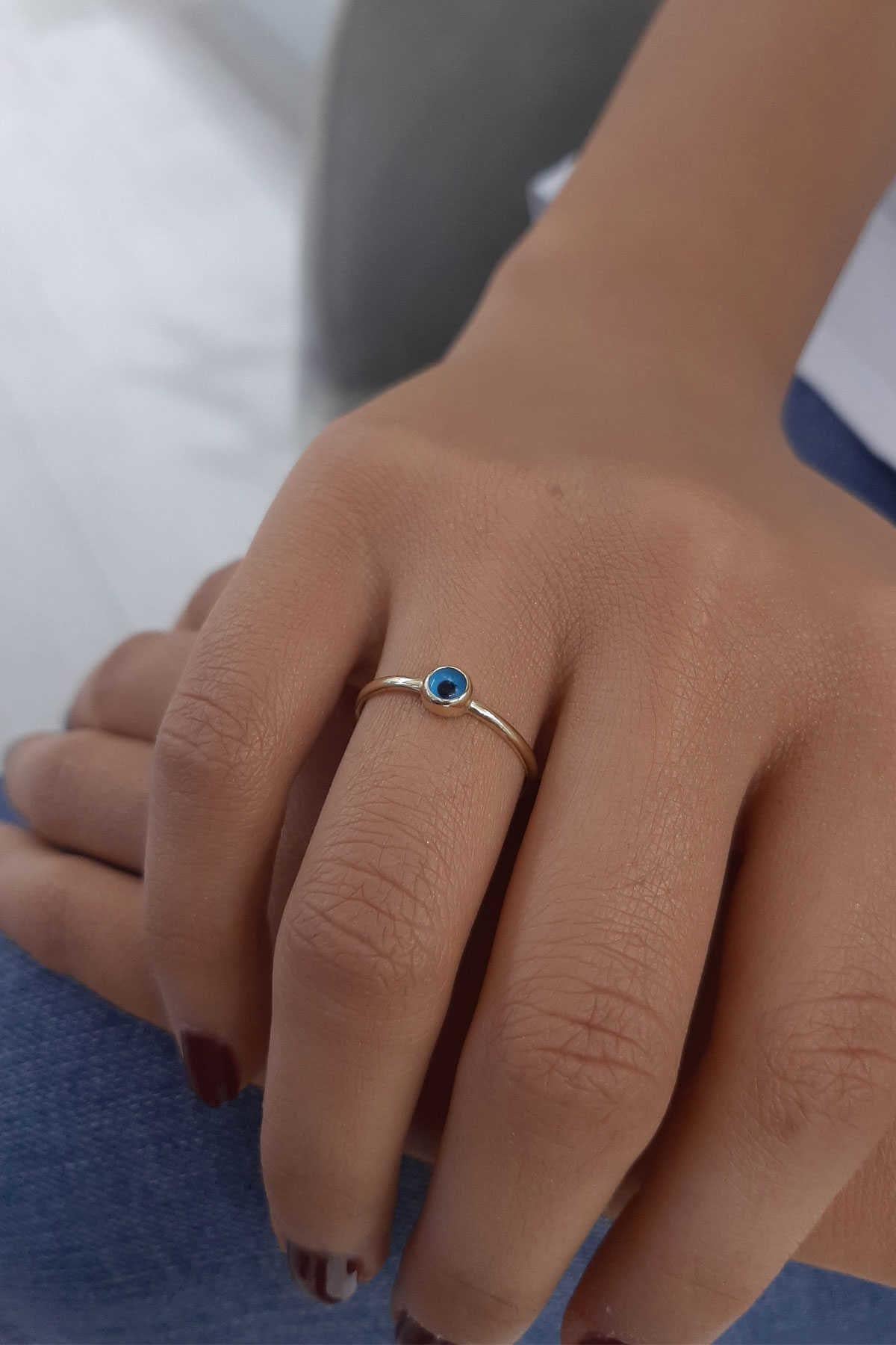 14ct Gold Small Evil Eye Ring