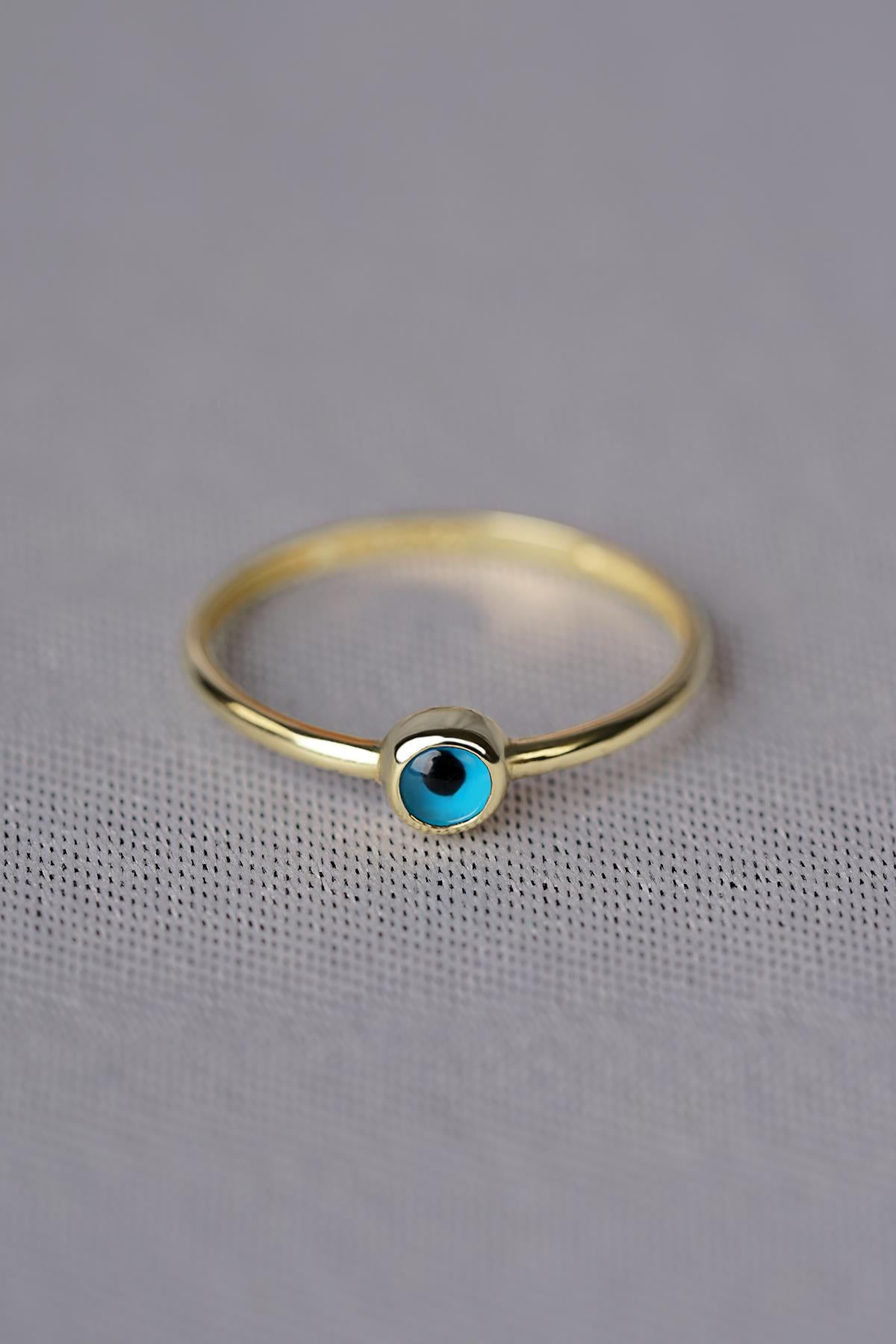 14ct Gold Small Evil Eye Ring