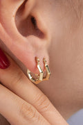 14ct Gold Small Hexagon Hoop Earrings