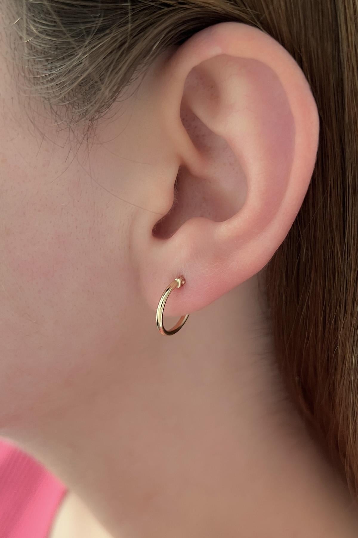 14ct Gold Small Plain Tube Hoop Earrings