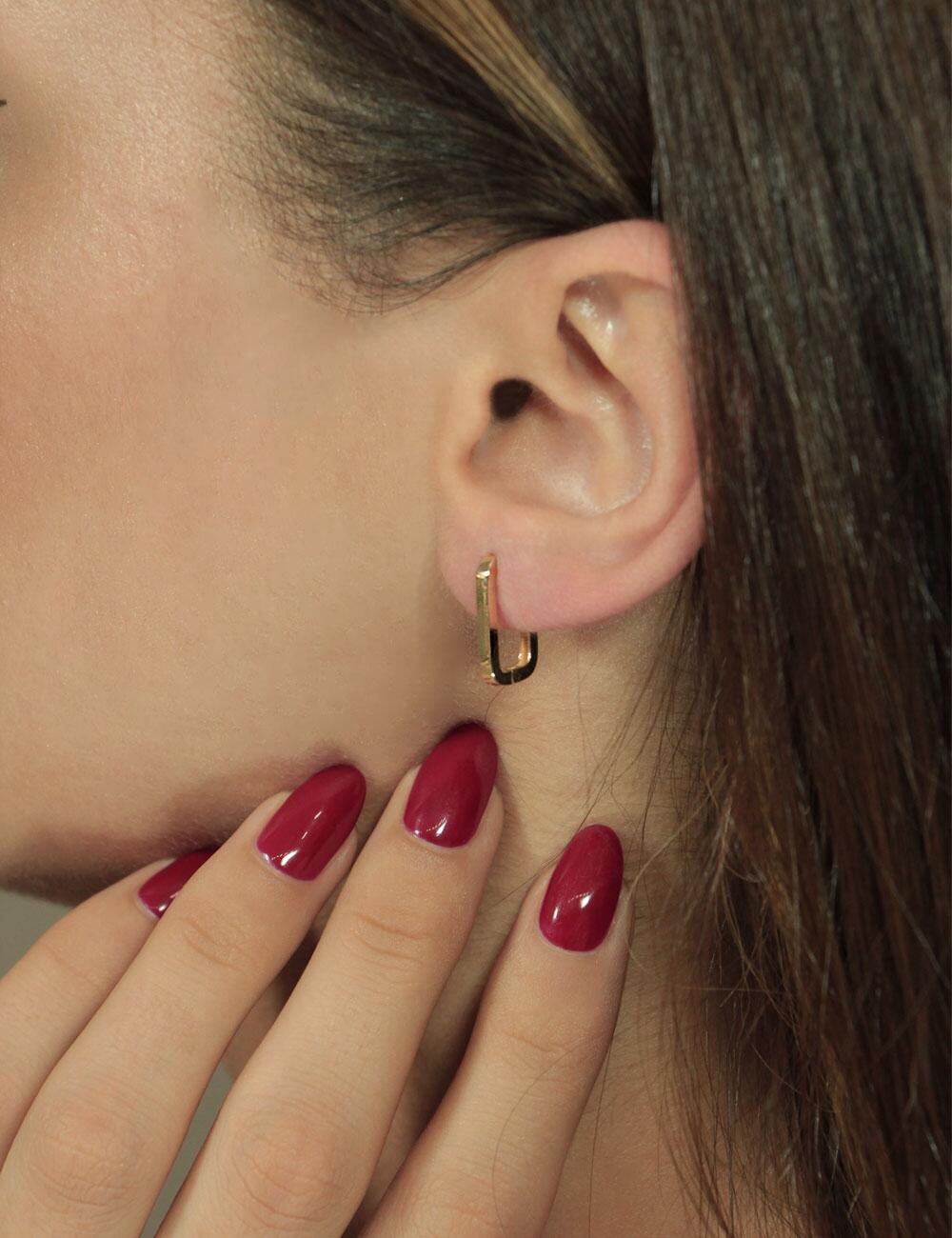 14ct Gold Small Size U Shape Huggie Hoop Earrings