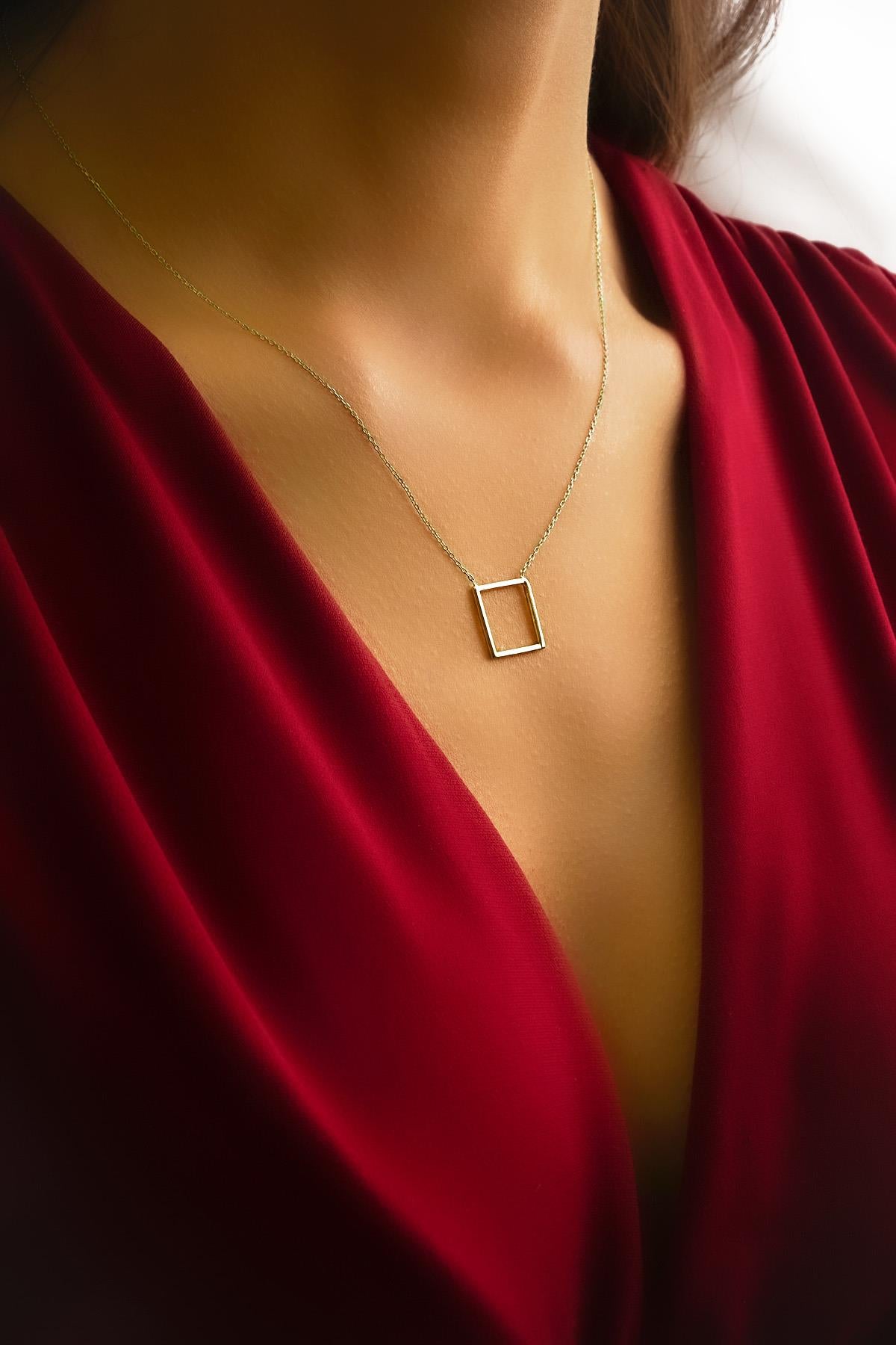 14ct Gold Small Square Necklace