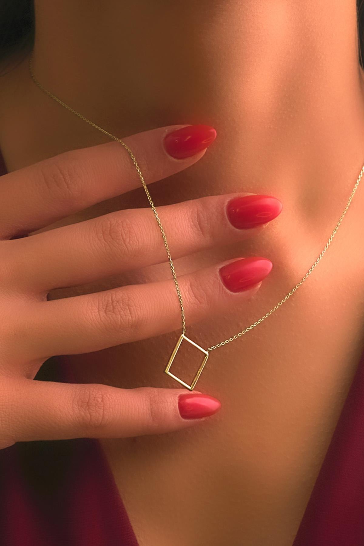 14ct Gold Small Square Necklace