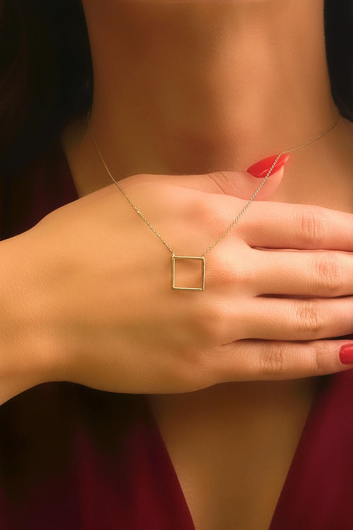 14ct Gold Small Square Necklace