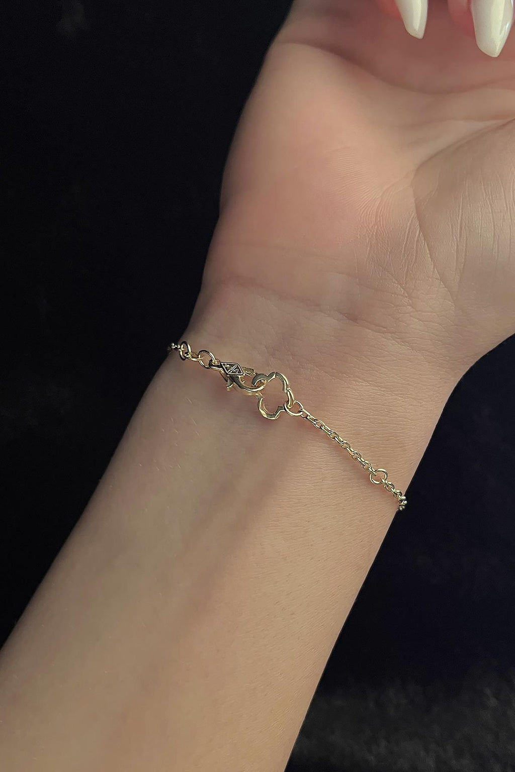 14ct Gold Small Sunburst Clover Bracelet