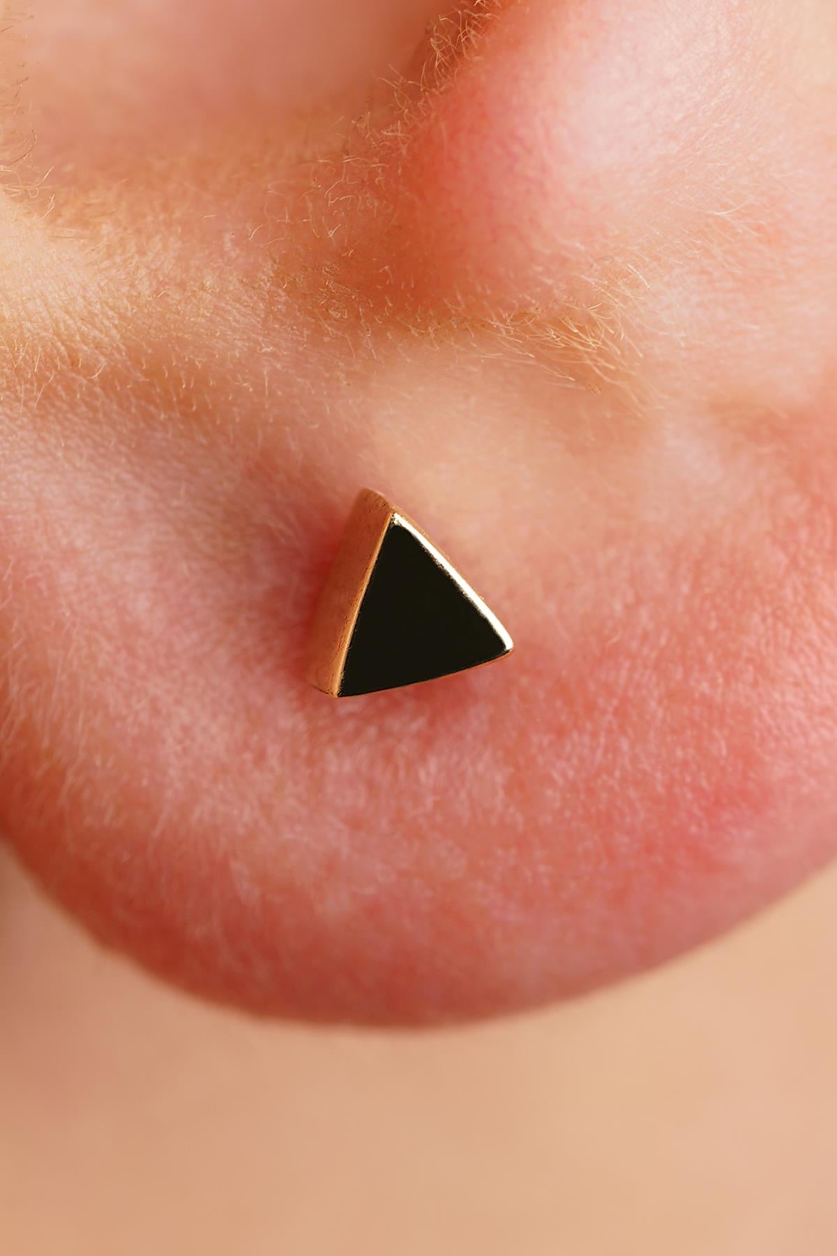14ct Gold Small Triangle Shape Stud Earrings
