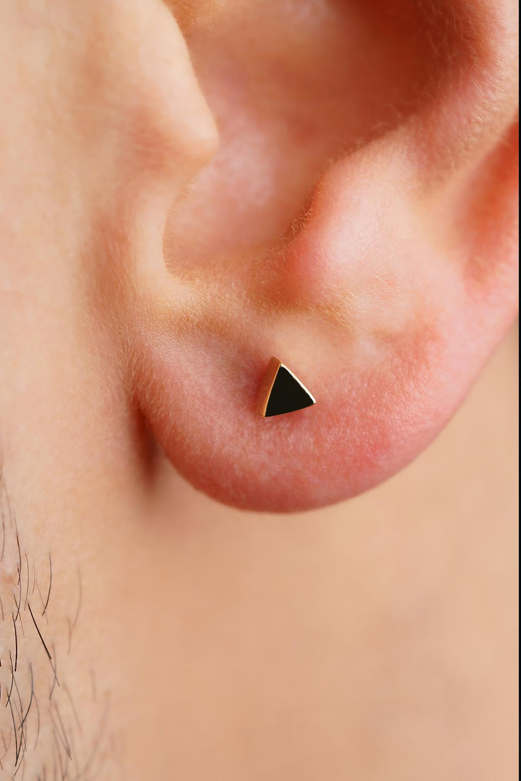 14ct Gold Small Triangle Shape Stud Earrings