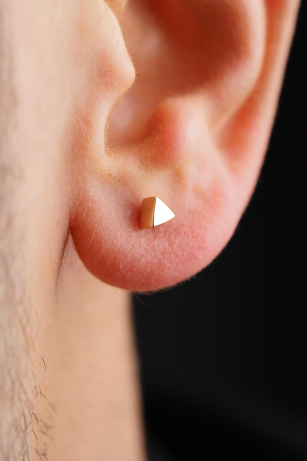 14ct Gold Small Triangle Shape Stud Earrings