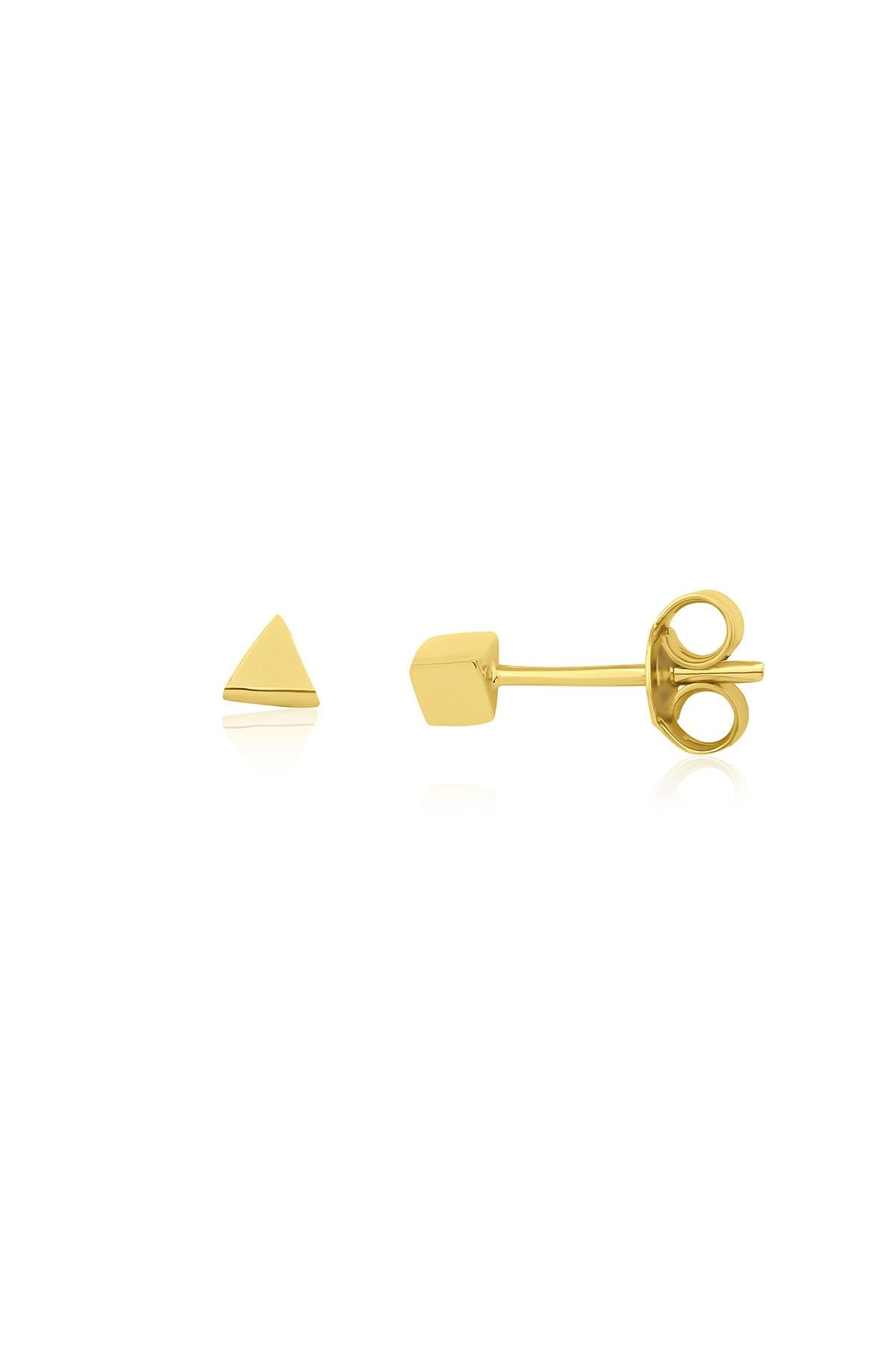 14ct Gold Small Triangle Shape Stud Earrings