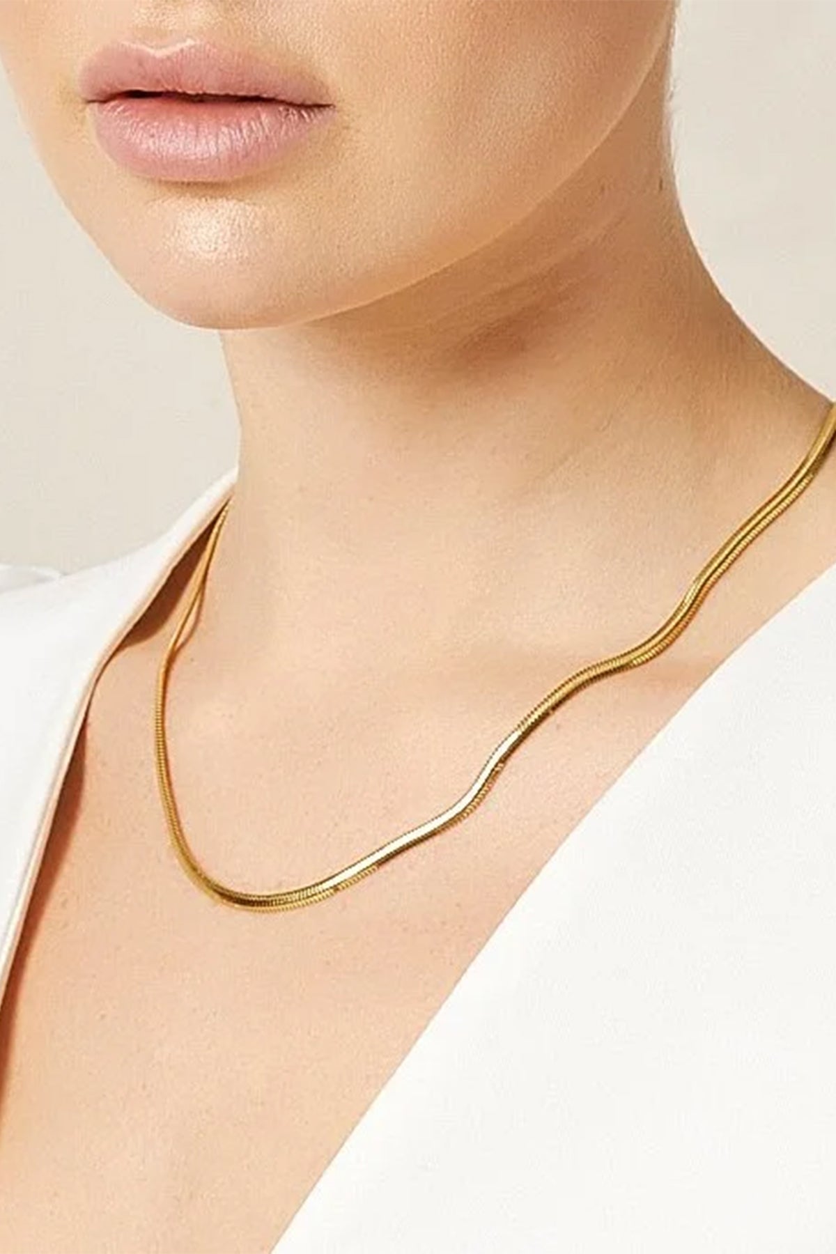 14K Gold Snake Flat Necklace