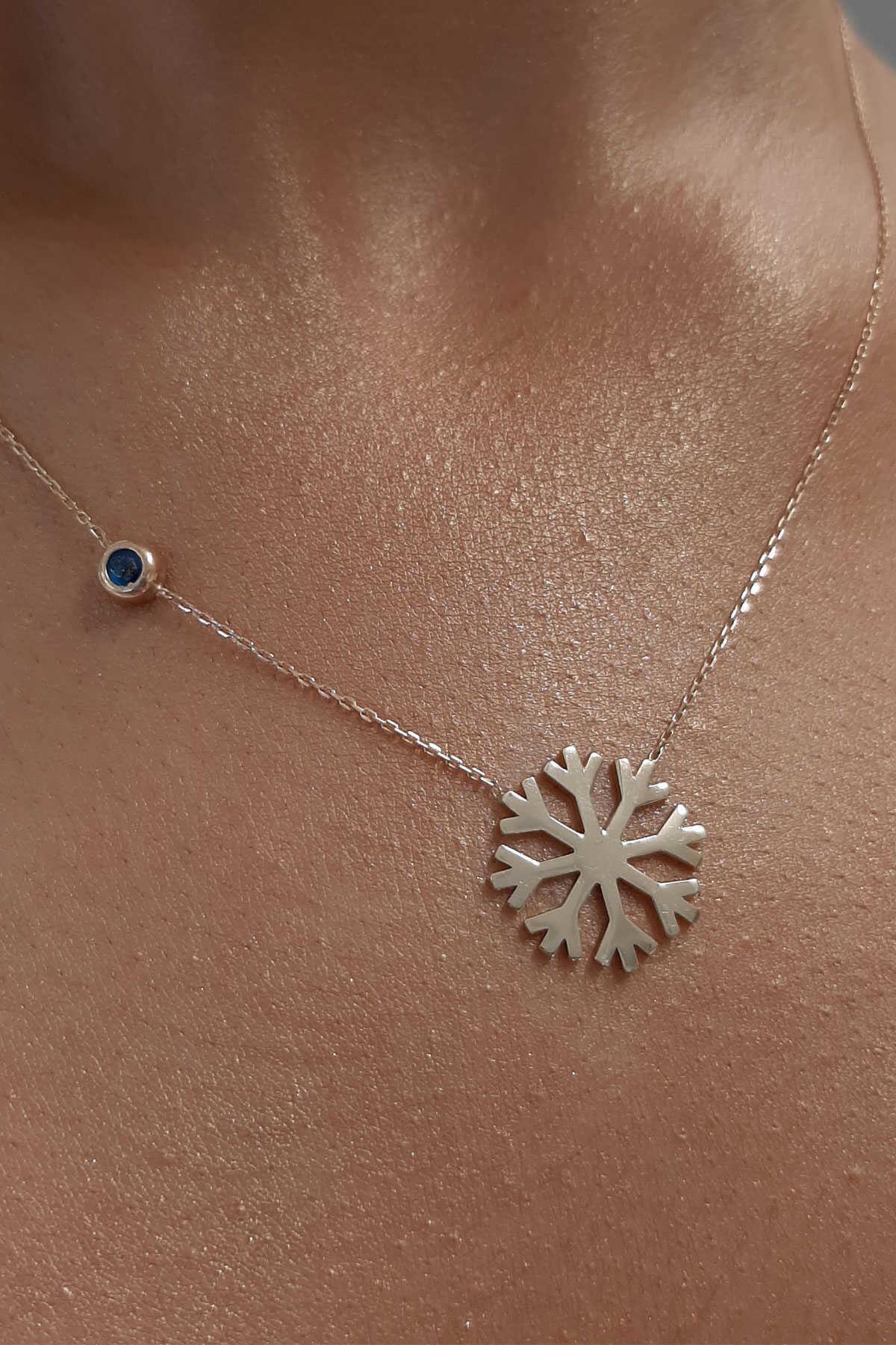 14K Gold Snowflake With Evil Eye Necklace
