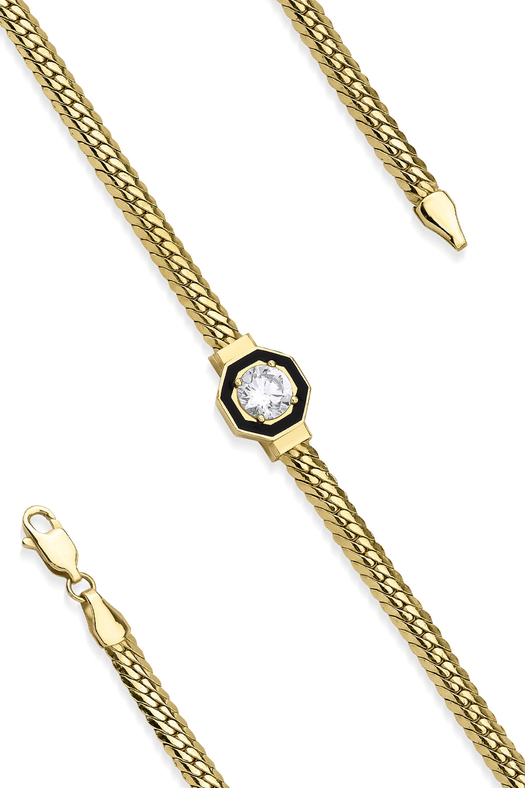 14ct Gold Solitaire Snake Bracelet