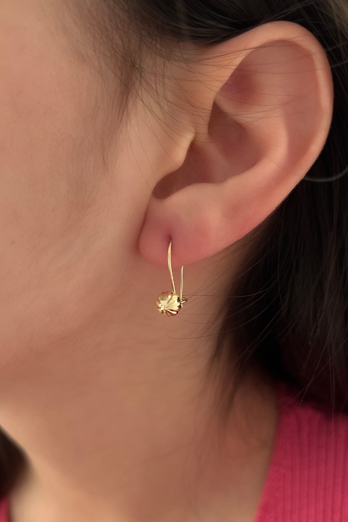 14ct Gold Sparkling Ball Dangle Earrings