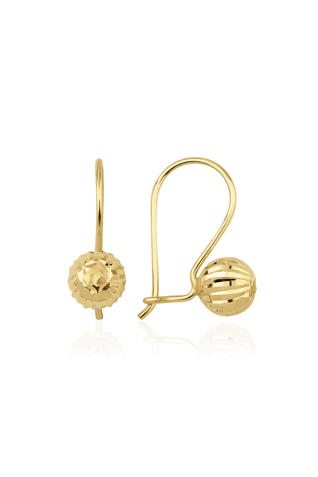 14ct Gold Sparkling Ball Dangle Earrings
