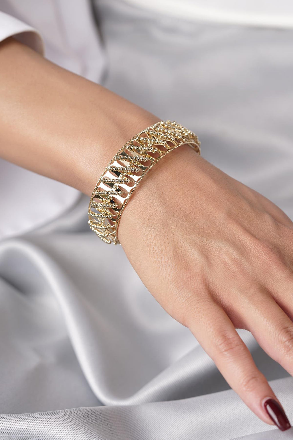 14ct Gold Sparkling Beaded Cuff Bracelet