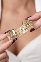 14ct Gold Sparkling Beaded Cuff Bracelet