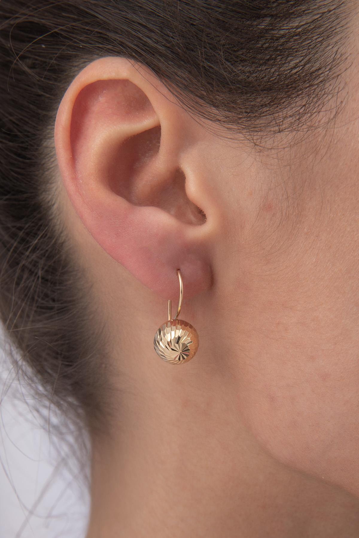 14ct Gold Sparkling Euroball Earrings ( Medium )