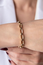 14ct Gold Sparkling Paperclip with Jumpring Bracelet