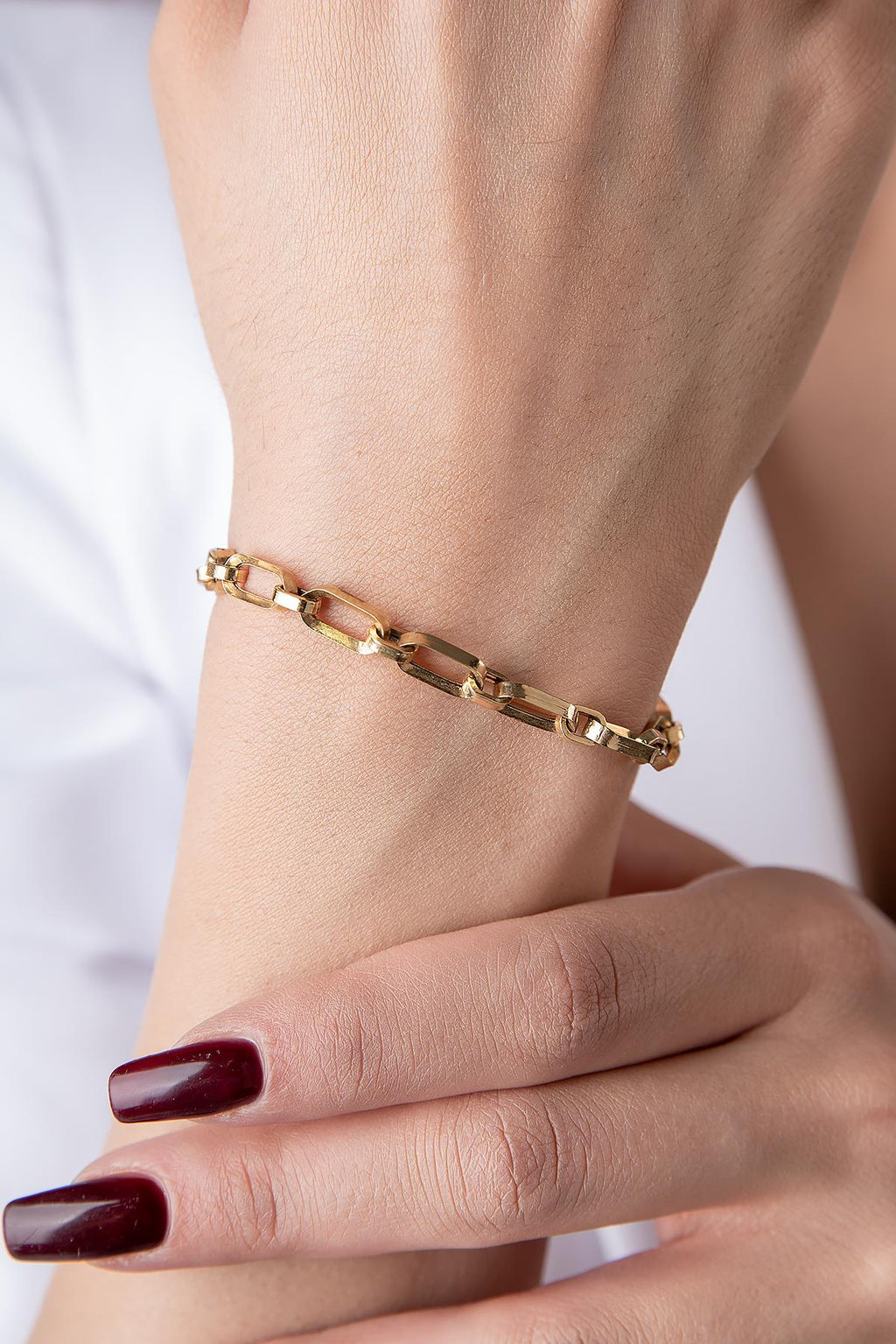 14ct Gold Sparkling Paperclip with Jumpring Bracelet