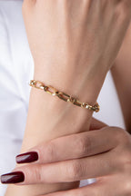 14ct Gold Sparkling Paperclip with Jumpring Bracelet