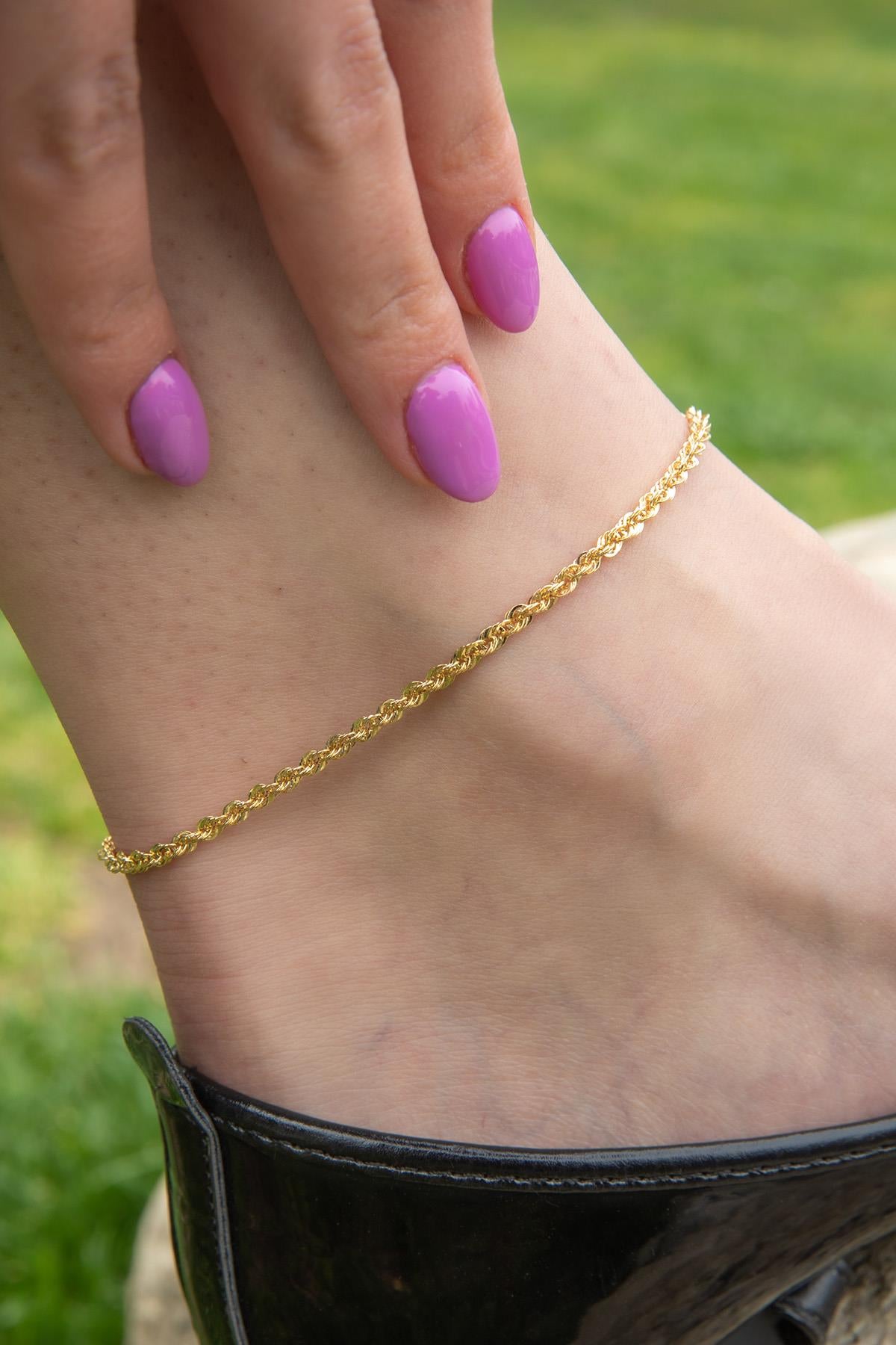 14ct Gold Sparkling Twisted Anklet