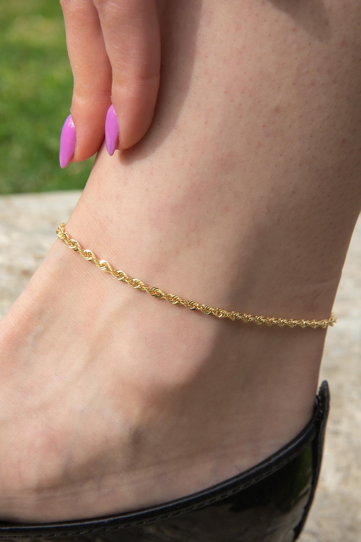 14ct Gold Sparkling Twisted Anklet