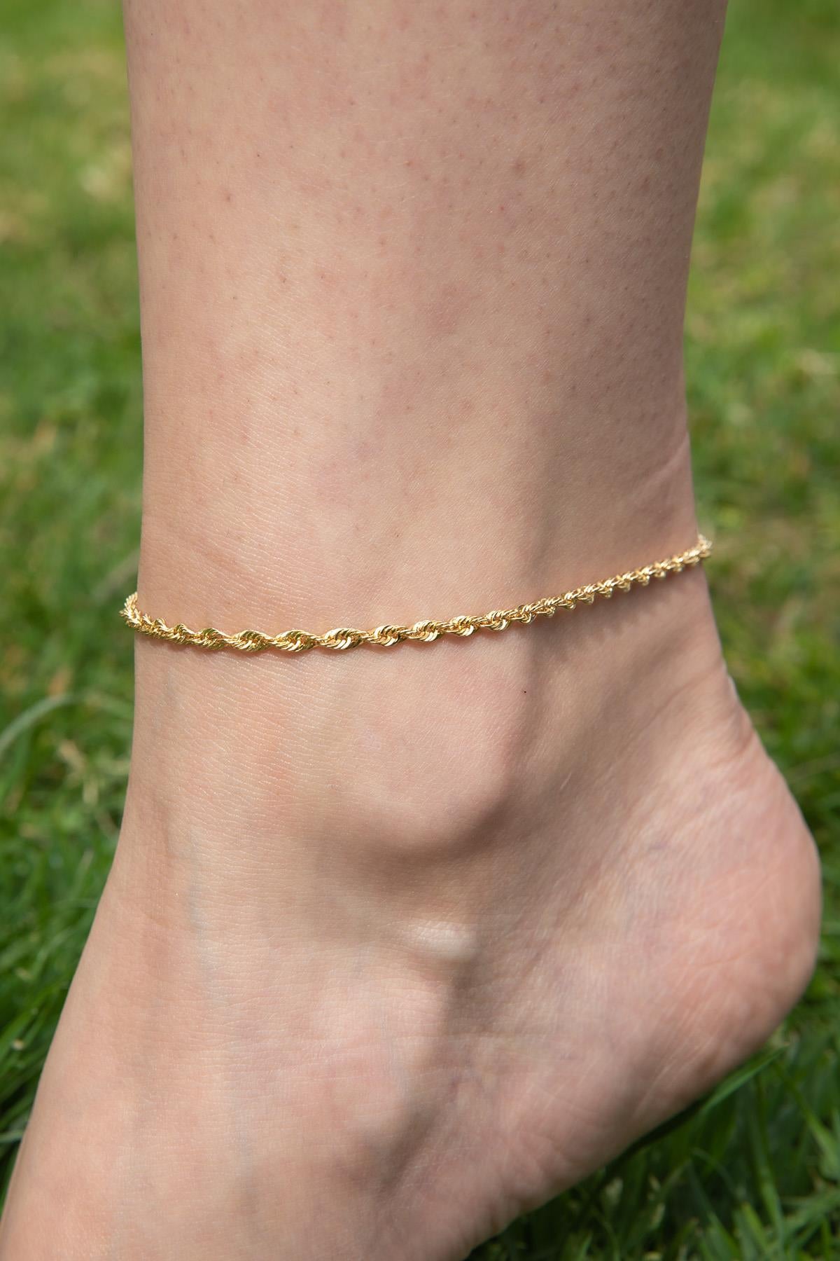 14ct Gold Sparkling Twisted Anklet