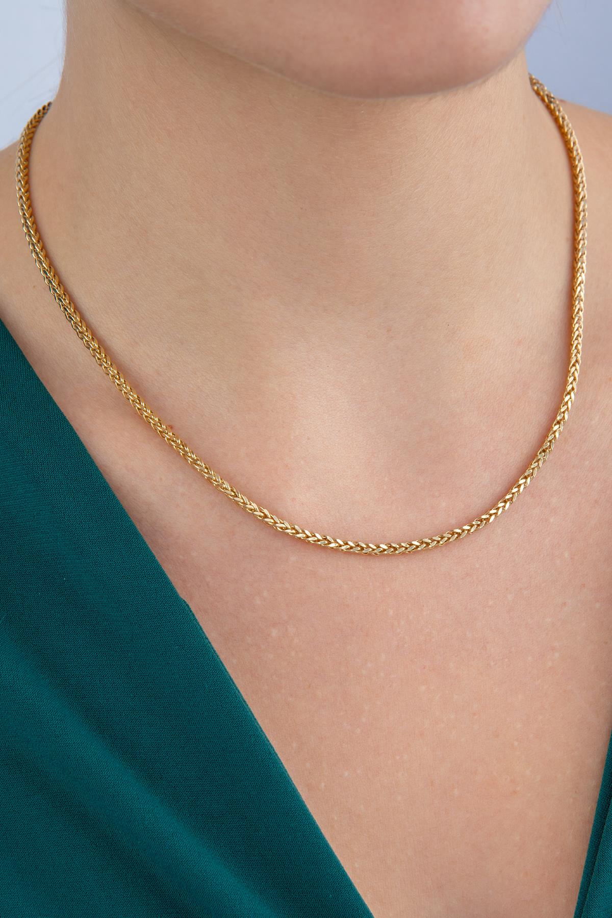 14K Gold Square Foxtail Chain  0.078 inch