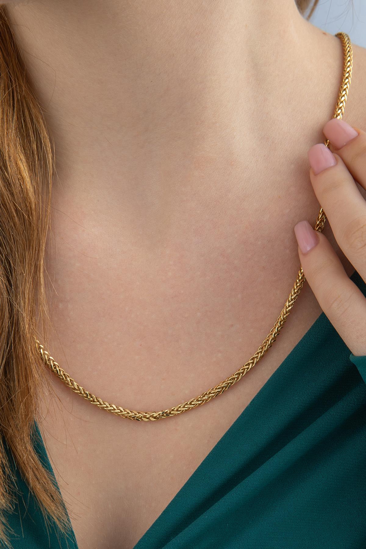 14K Gold Square Foxtail Chain  0.100 inch