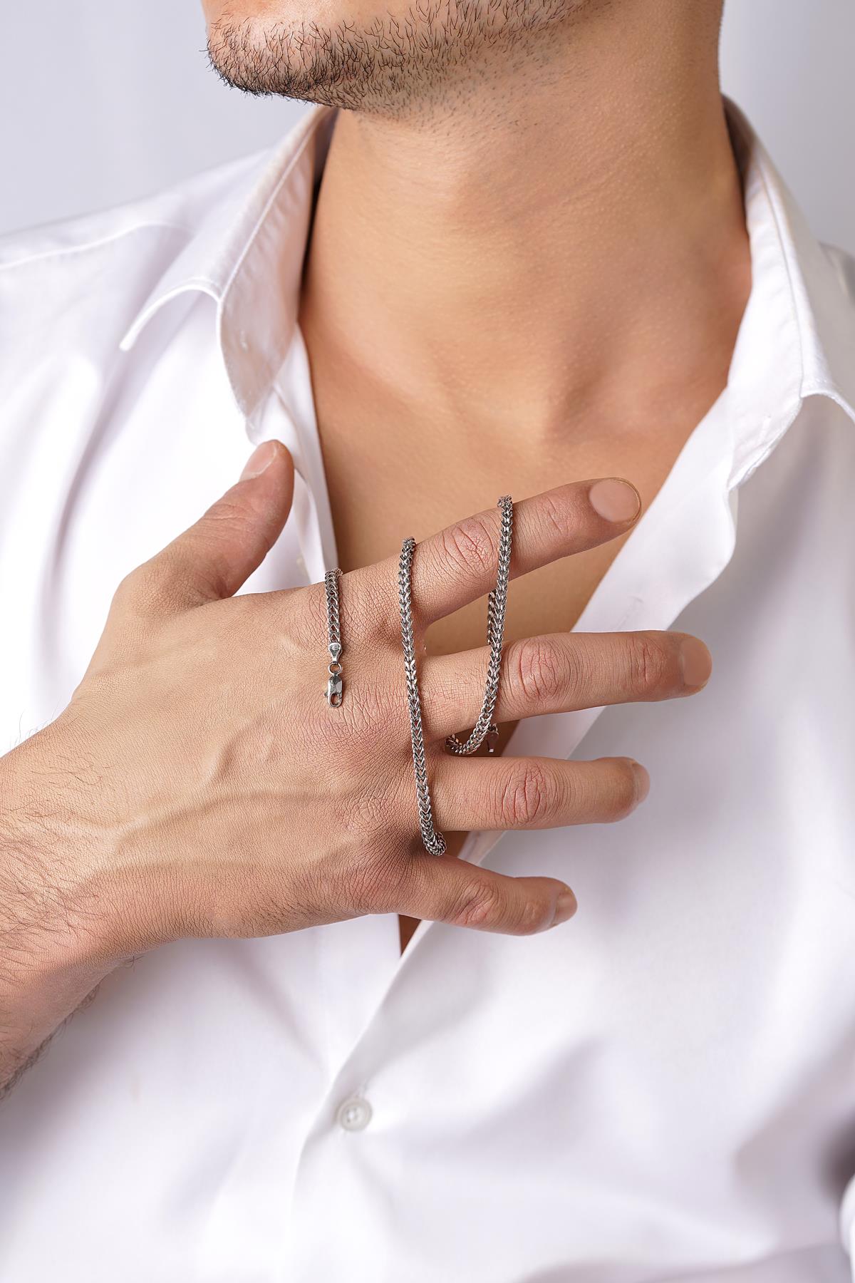 14ct Gold Square Foxtail Chain   0.127 inch