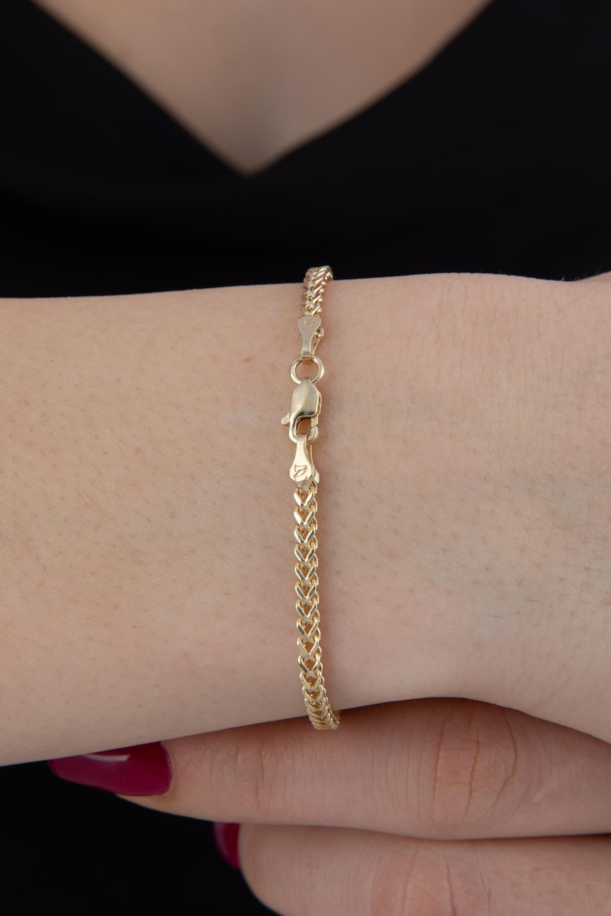 14K Gold Square Franco Bracelet