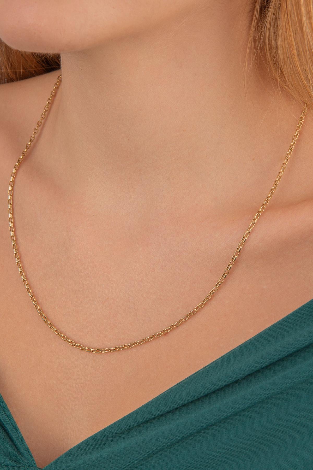 14K Gold Square Rolo Chain