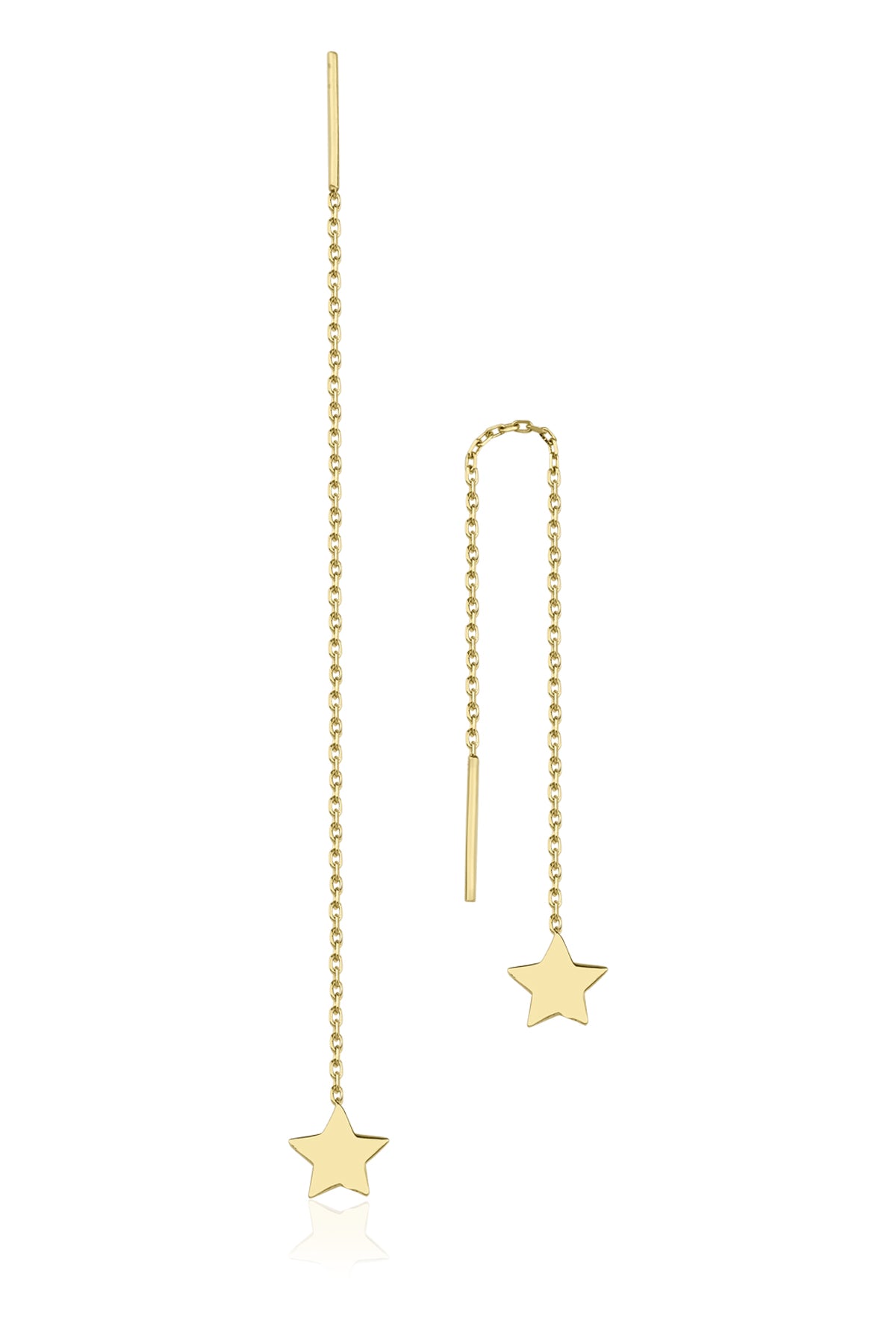 14ct Gold Star-Detail Chain Earrings