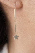 14ct Gold Star-Detail Chain Earrings