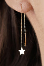 14ct Gold Star-Detail Chain Earrings