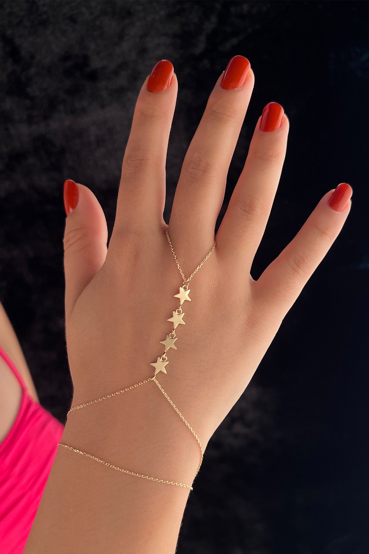 14K Gold Star Hand Chain