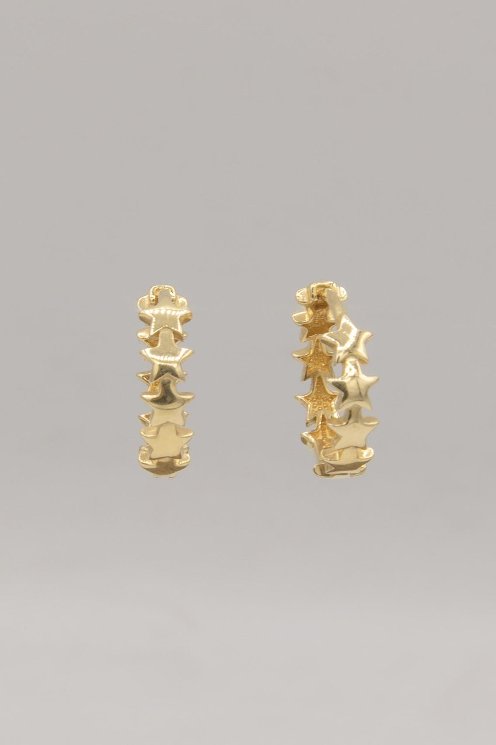 14ct Gold Star Row Huggie Earrings