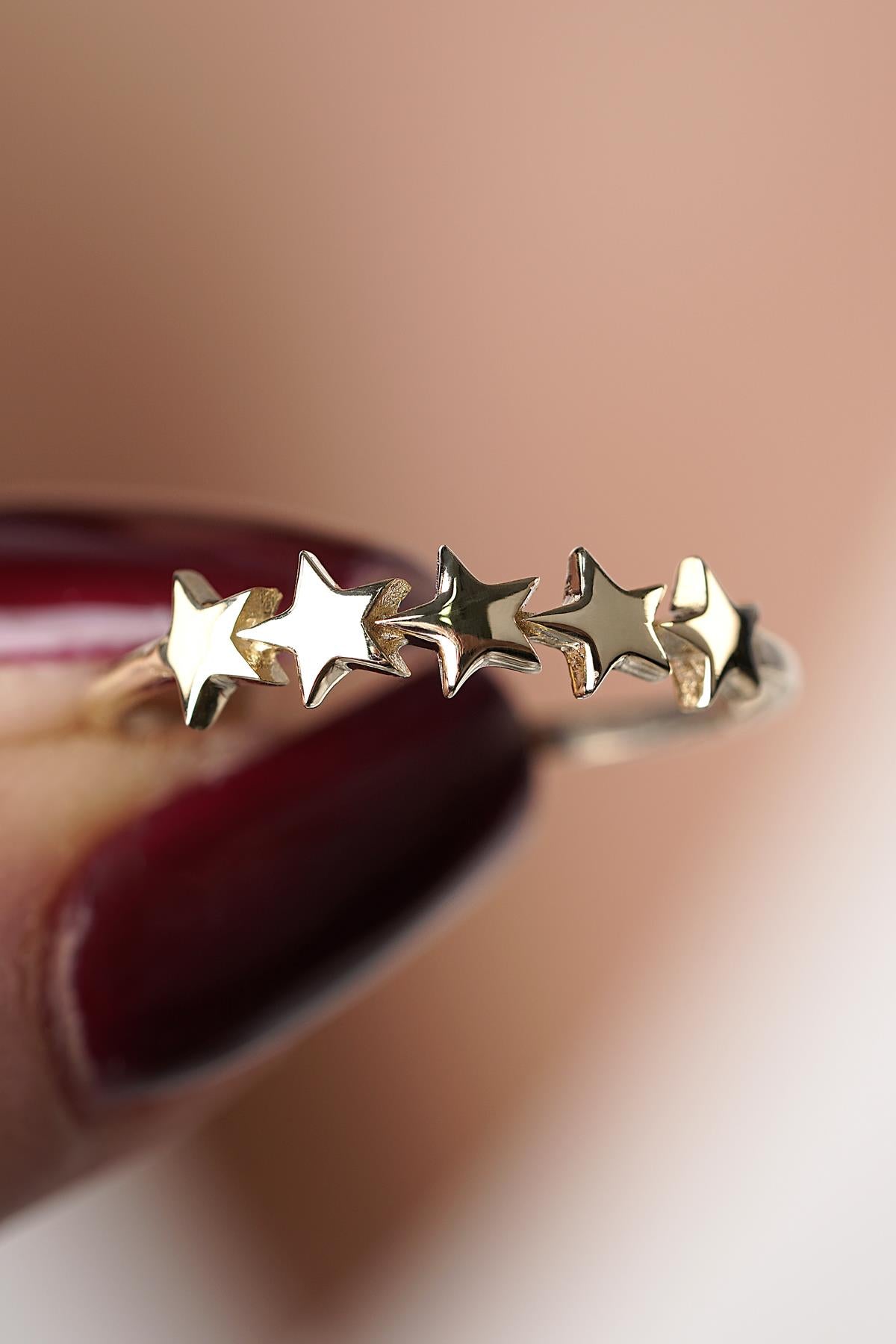 14ct Gold Stars Row Ring