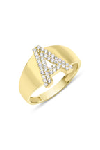 14ct Gold Stone A Initial Ring