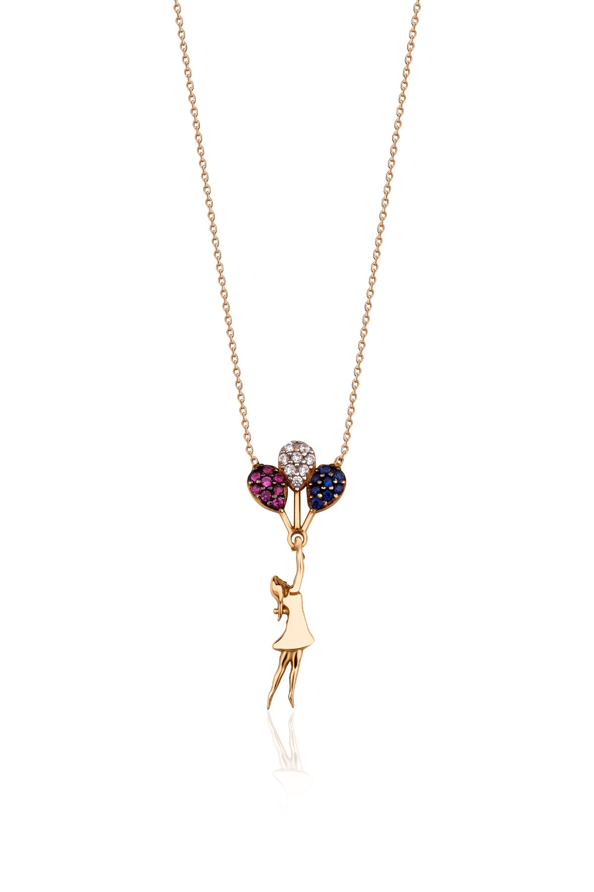 14K Gold Stone Balloon Girl Necklace