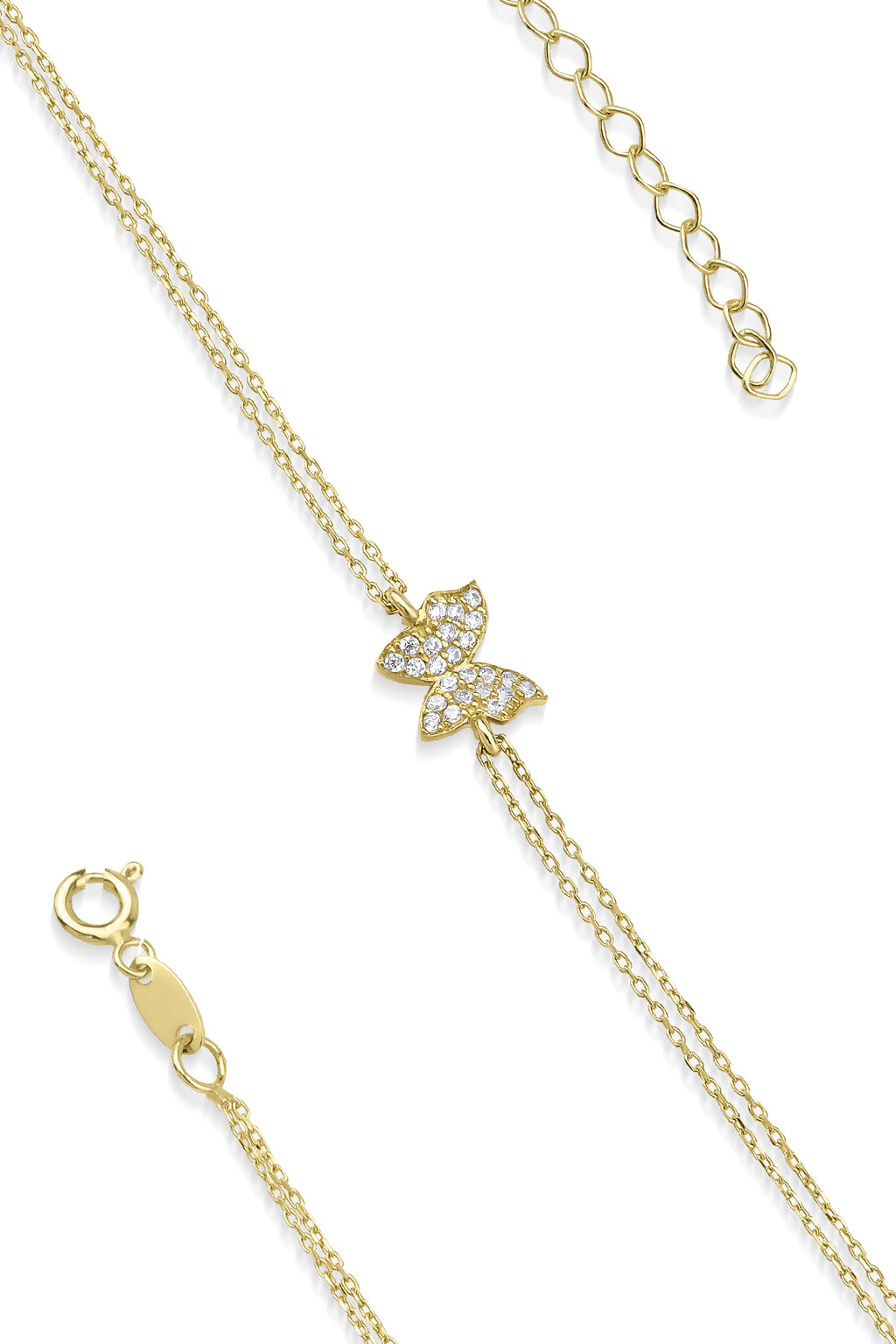 14ct Gold Stone Butterfly Shape Bracelet